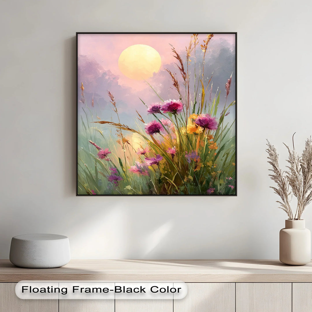 Wildflower Meadow at Dusk – Sunset Landscape Canvas Print - MyPhotoStation