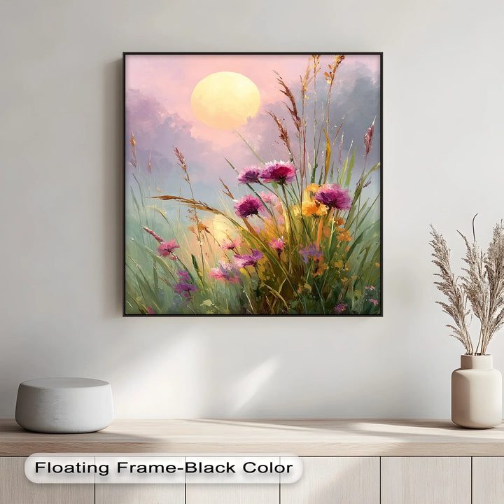 Wildflower Meadow at Dusk – Sunset Landscape Canvas Print - MyPhotoStation