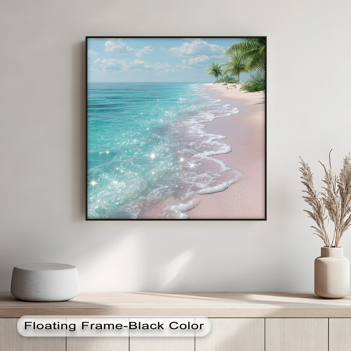 Tropical Bliss – Sparkling Pink Beach Canvas Print