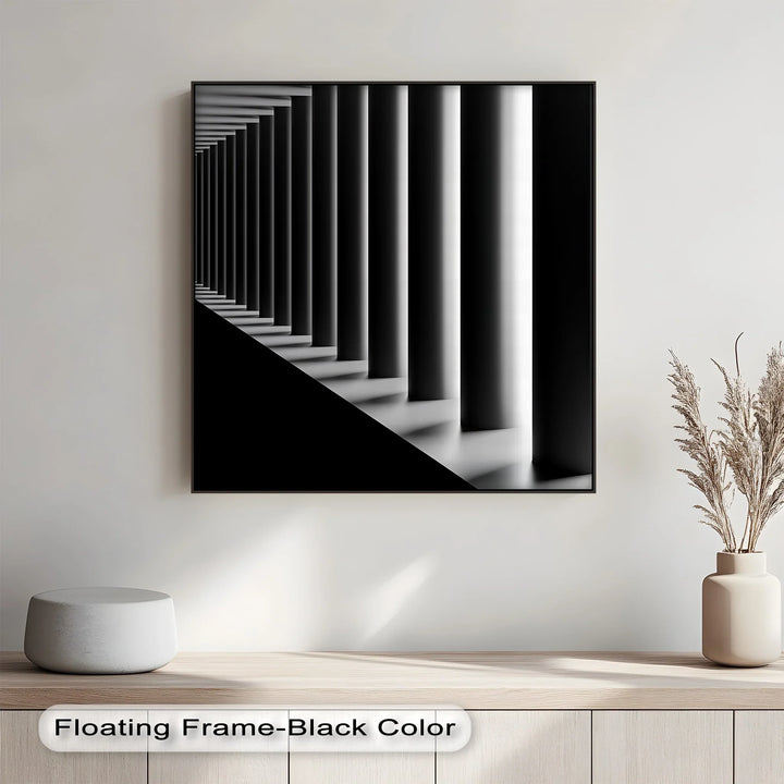 This sleek custom canvas print uses architectural rhythm to create a bold visual impact.

