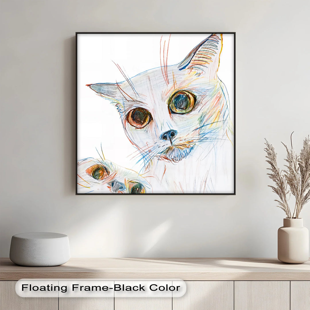 Color Stare – Abstract Cat Faces in Pastel Lines Cat Canvas Print - MyPhotoStation