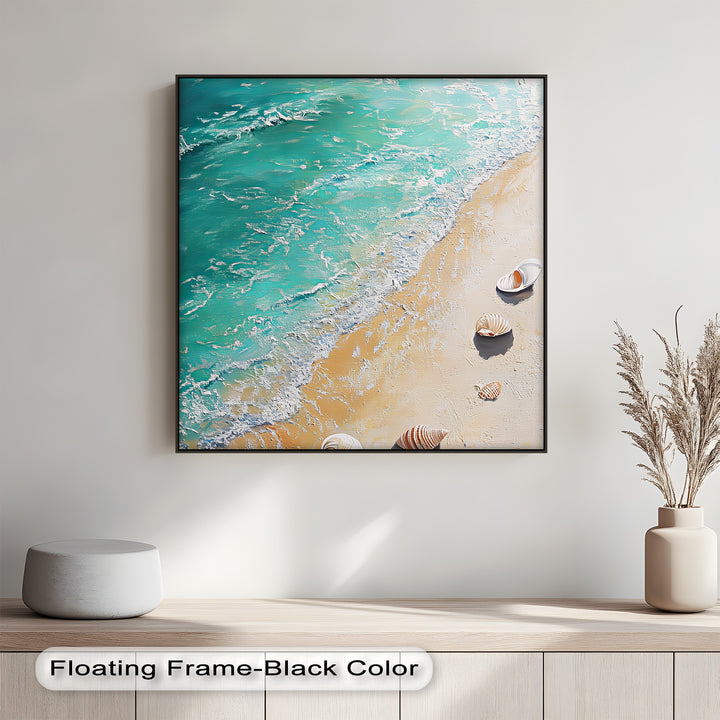 Ideal for summer-inspired interiors—this canvas painting evokes peaceful shoreline moments.

