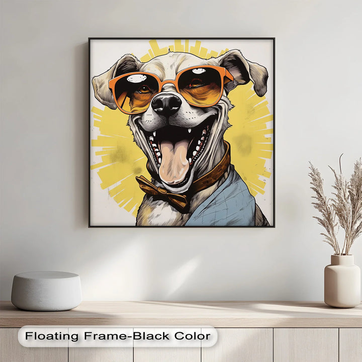 Sunshine Smile Pup – Retro Cool Dog Portrait Puppies Canvas Print - MyPhotoStation