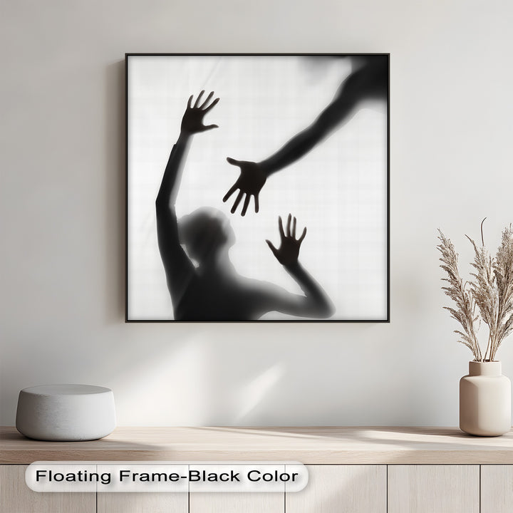 An abstract dance of form and gesture comes alive in this compelling photo canvas silhouette artwork.


