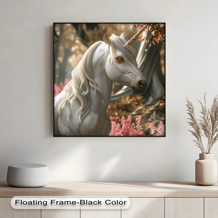 Elegant White Fantasy Horse in Woodland - Animal Canvas Print - MyPhotoStation