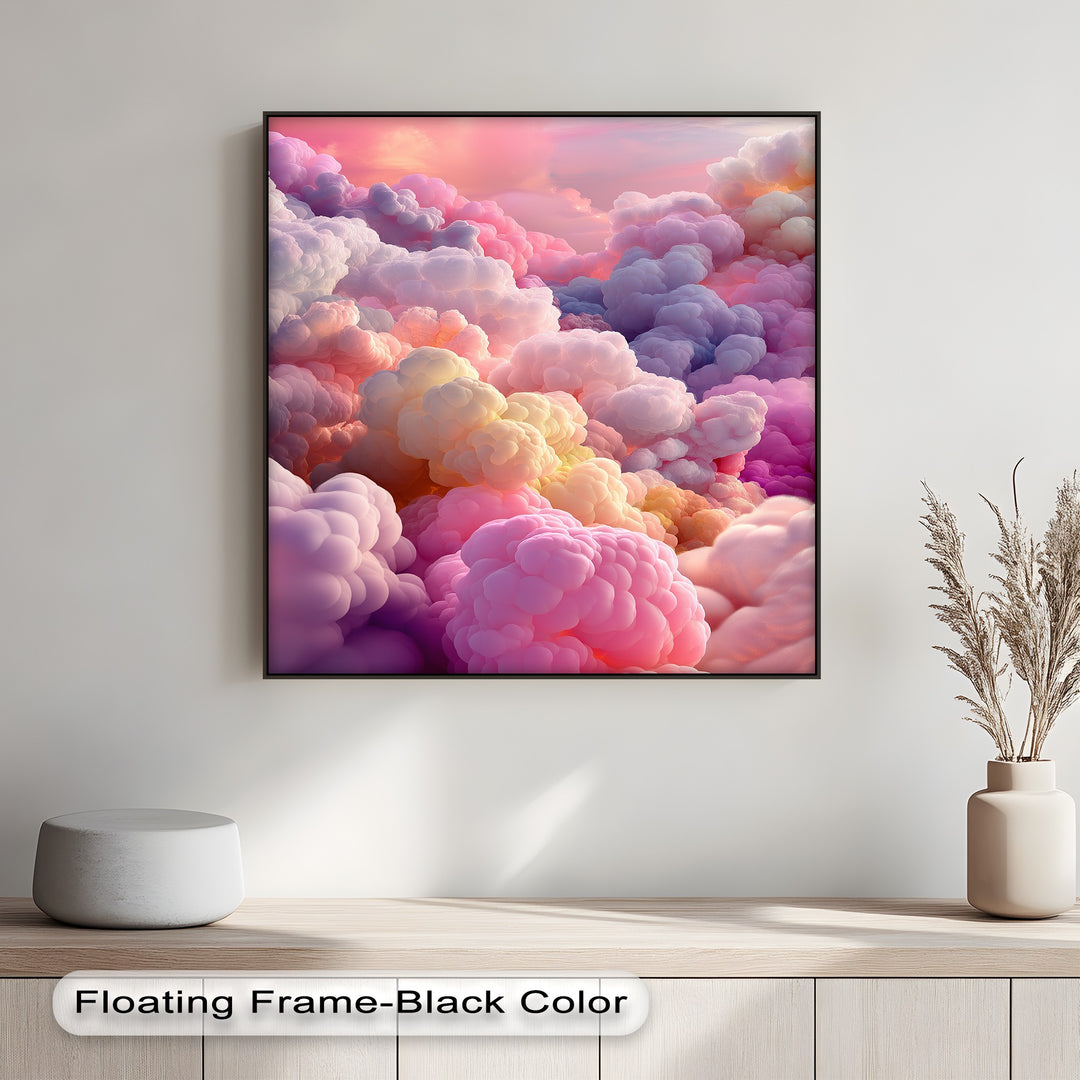 Cotton Sky Mirage – Dreamlike Pastel Cloudscape Canvas Print