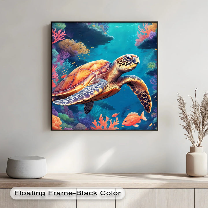 Graceful Sea Turtle – Vibrant Ocean Life Animal Canvas Print - MyPhotoStation