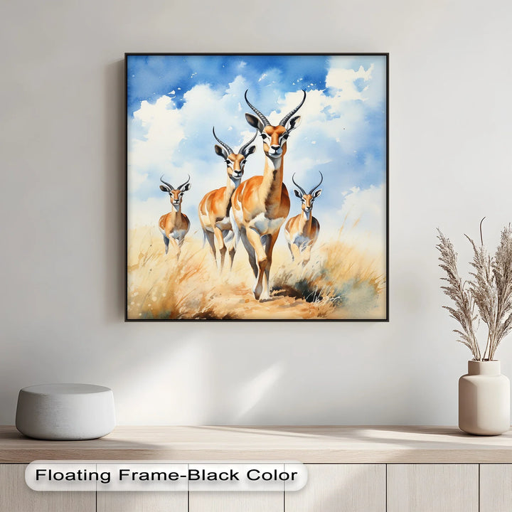 Desert Grace – Antelope Herd in Motion Animal Canvas Print - MyPhotoStation