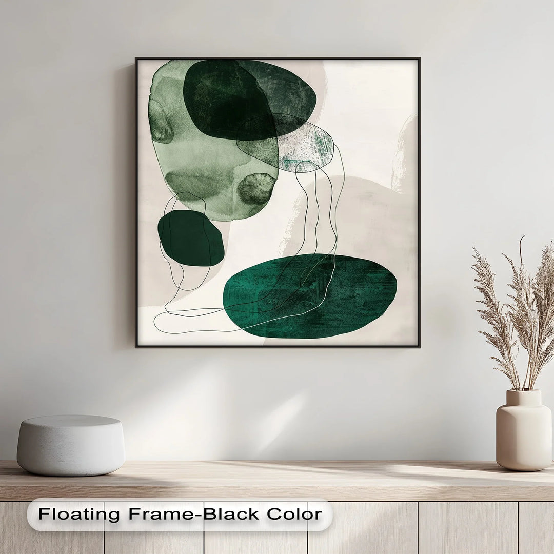Floating Emerald Forms – Contemporary Abstract Canvas Print - MyPhotoStation