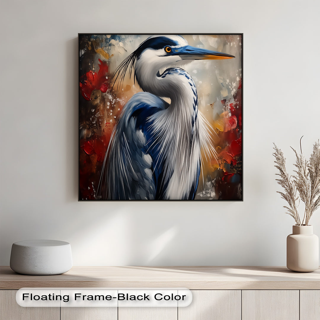 Regal Blue Heron – Majestic Bird Portrait Canvas Print