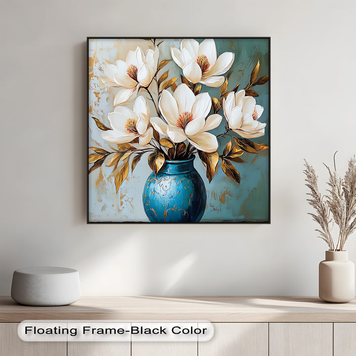 Ivory Magnolia Elegance – White Floral Canvas Print