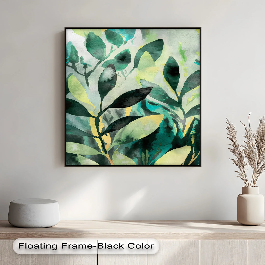 Verdant Harmony – Watercolor Leaf Pattern Canvas Print - MyPhotoStation