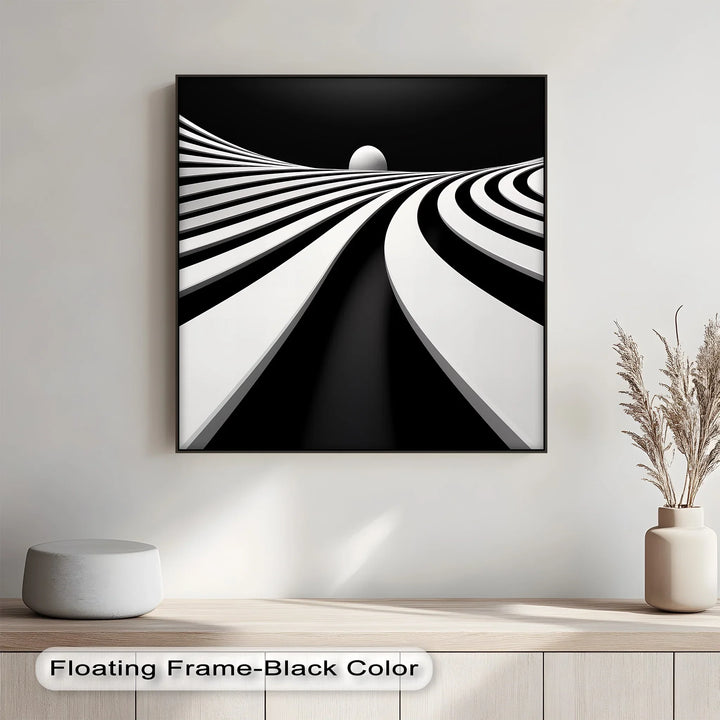 Minimalist Horizon Flow – Black & White Canvas Print - MyPhotoStation
