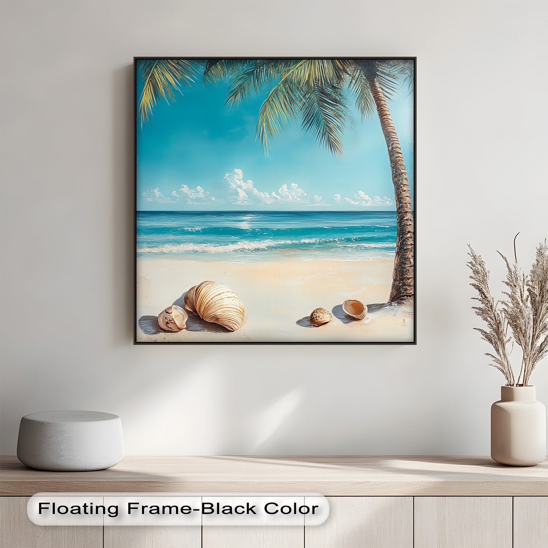 Soothing blues and soft sands come alive in this premium canvas print.

