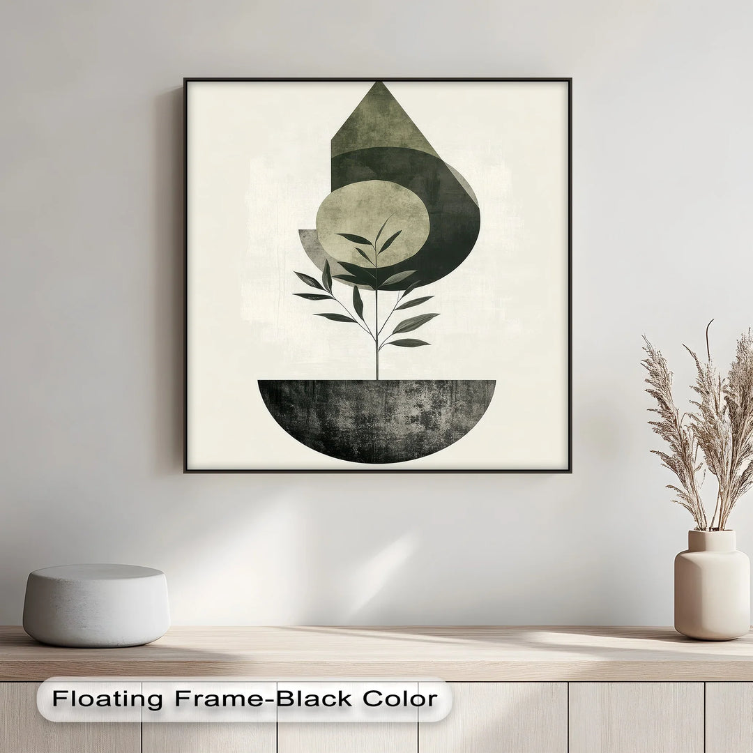 Minimalist Growth – Geometric Plant-Inspired Canvas Print - MyPhotoStation