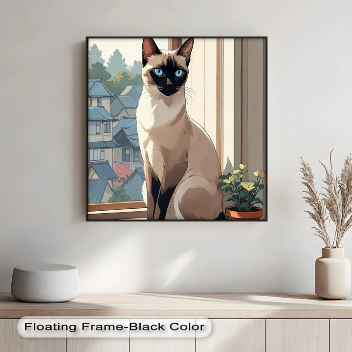 Siamese Cat in Japanese-Inspired Setting - Cat Canvas Print - MyPhotoStation