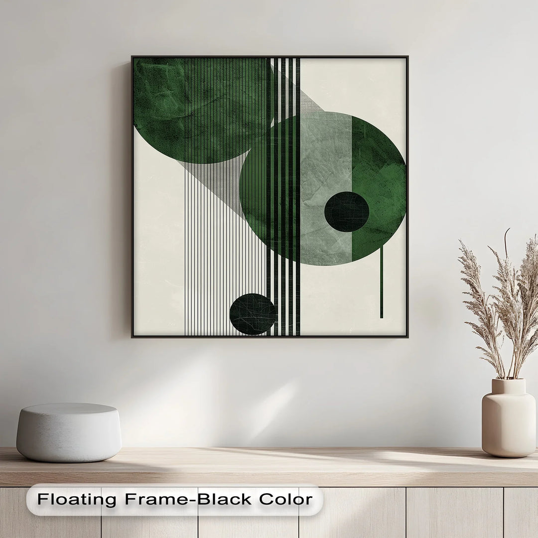 Modern Green Orbital Geometry – Abstract Minimalist Canvas Print - MyPhotoStation