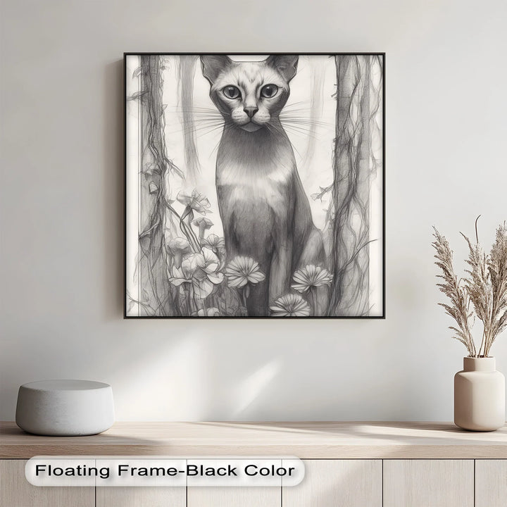 Mystic Forest Watcher – Elegant Cat in Enchanted Woodland Cat Canvas Print - MyPhotoStation