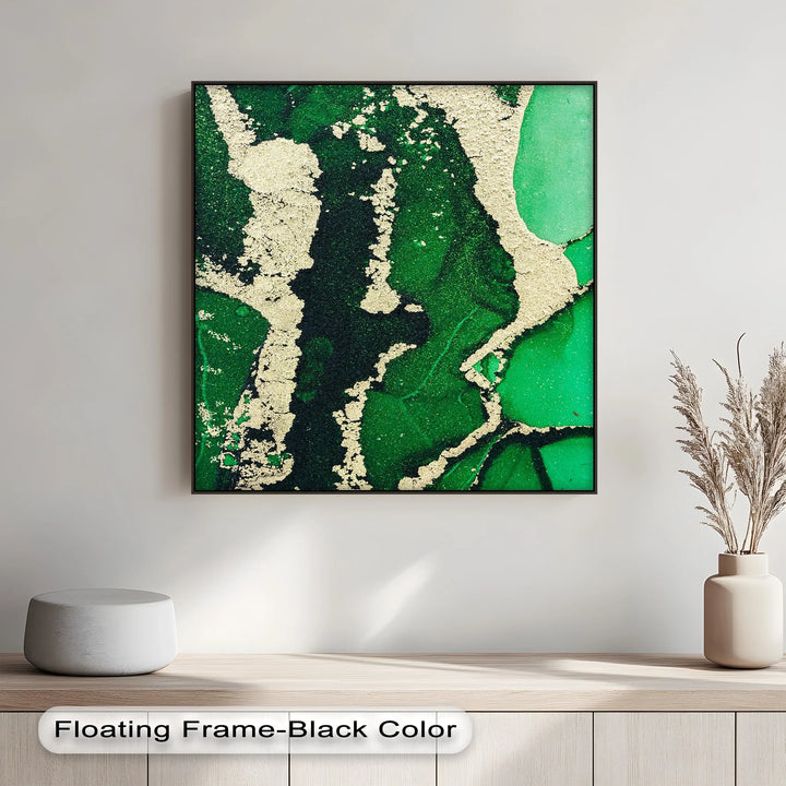 Verdant Gold Flow – Luxury Green Abstract Canvas Print - MyPhotoStation