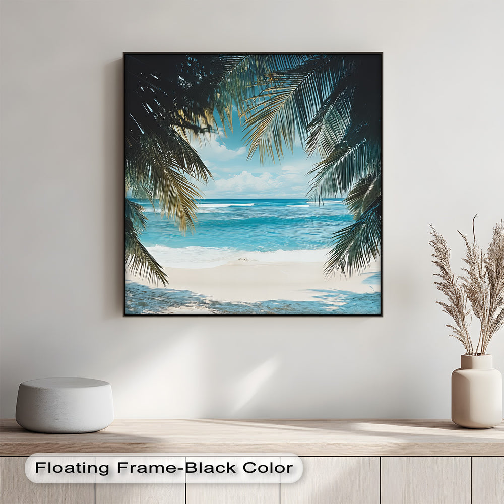 Bring paradise home with this lush photo canvas featuring a secluded tropical beach.


