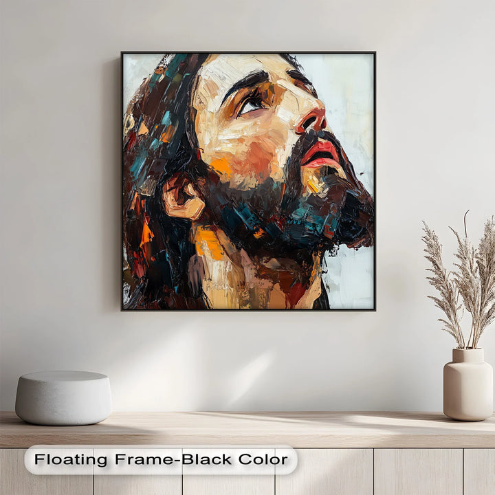 Bring sacred emotion into your home with this dramatic canvas painting of Jesus.

