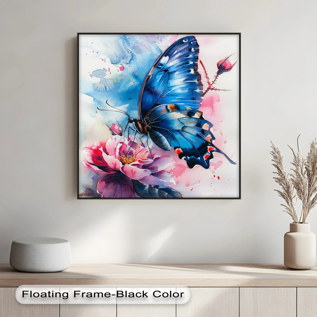 Blue Grace – Butterfly on Bloom Animal Canvas Print - MyPhotoStation