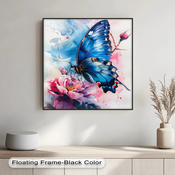 Blue Grace – Butterfly on Bloom Animal Canvas Print - MyPhotoStation