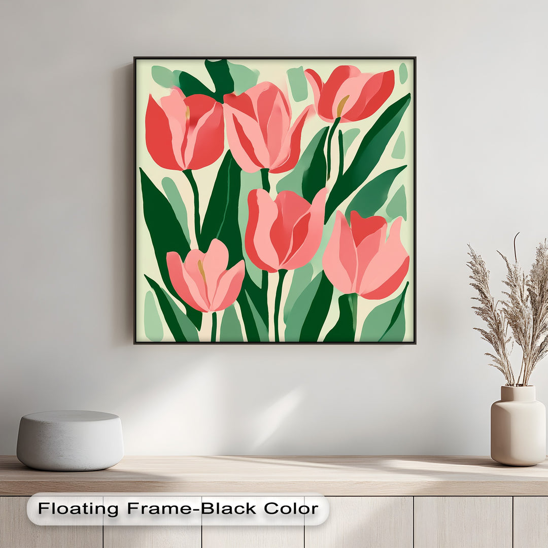 Coral Tulip Delight – Abstract Pink Tulip Canvas Print