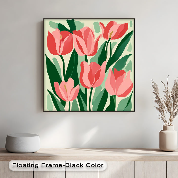 Coral Tulip Delight – Abstract Pink Tulip Canvas Print