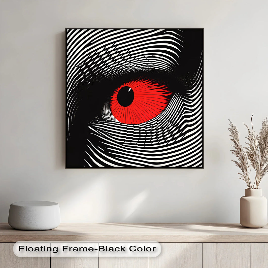 Red Eye in Optical Lines – Black & White Canvas Print - MyPhotoStation