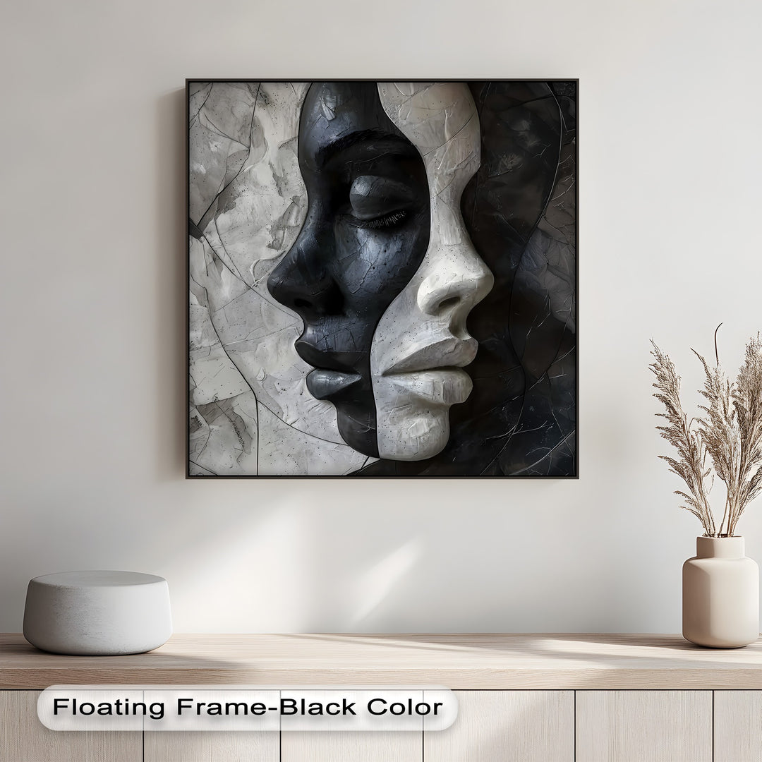 The soft, wispy pampas grass complements the striking Contrasting Faces canvas print, one of our best canvas prints.