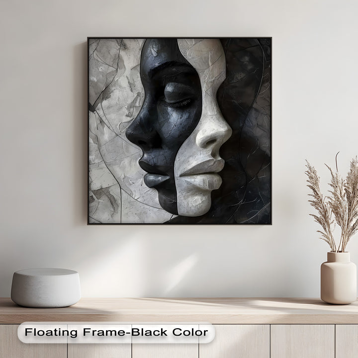 The soft, wispy pampas grass complements the striking Contrasting Faces canvas print, one of our best canvas prints.