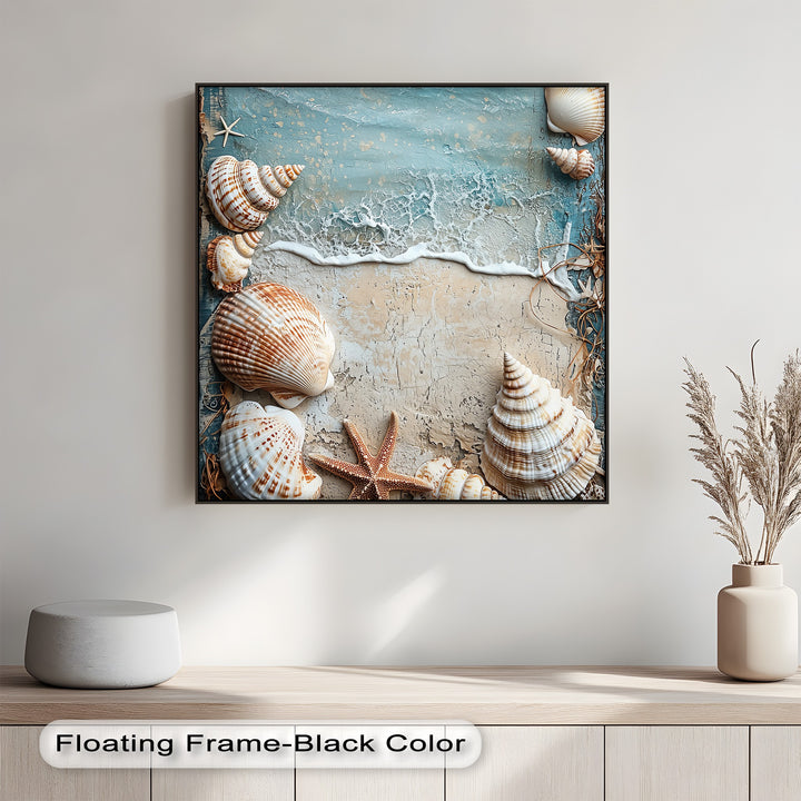 Elevate your space with this detailed canvas painting of beach treasures.

