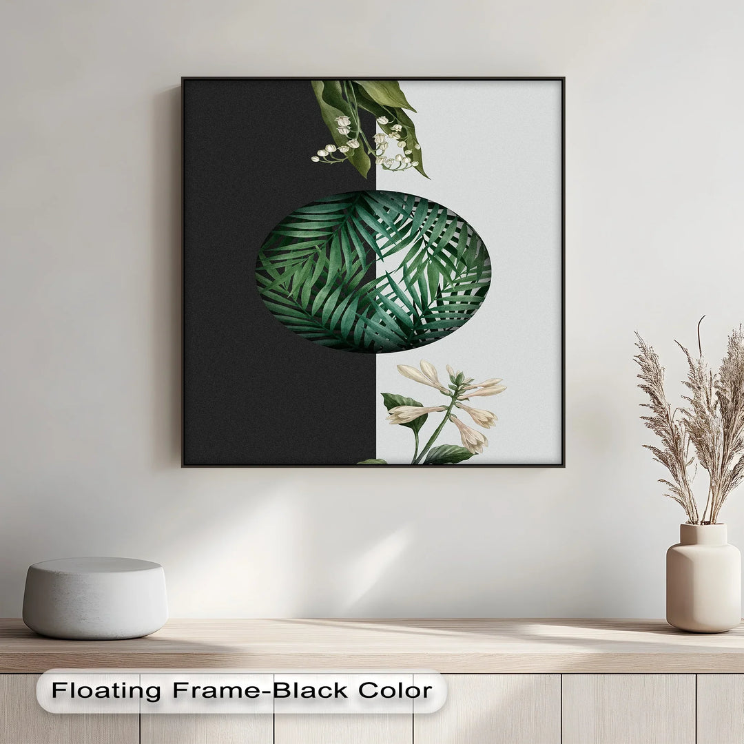 Botanical Balance – Monochrome Floral Contrast Canvas Print - MyPhotoStation