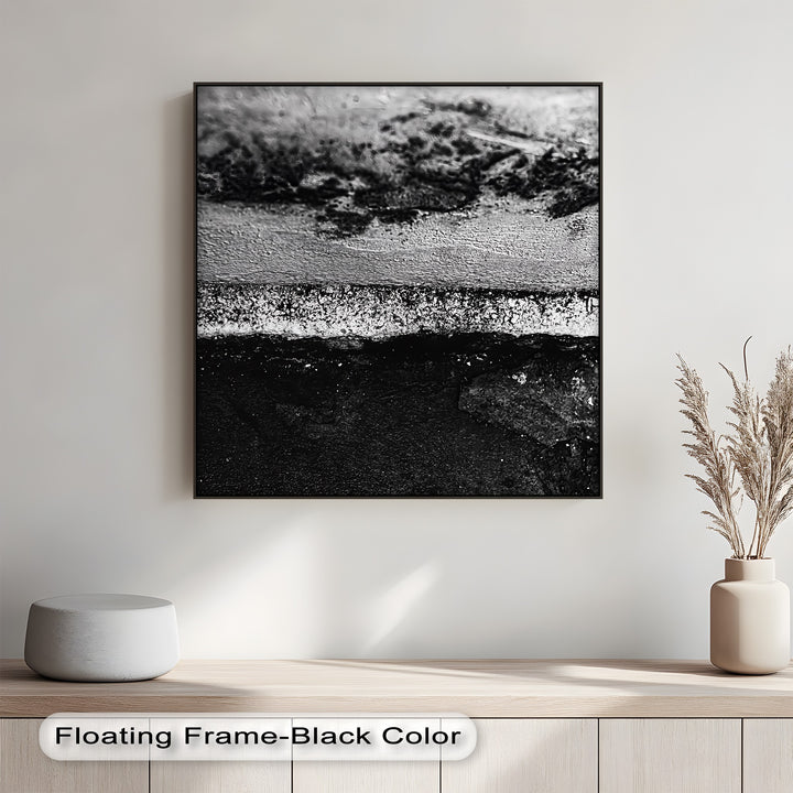 Highlight your space with this edgy canvas painting that fuses texture and tone.

