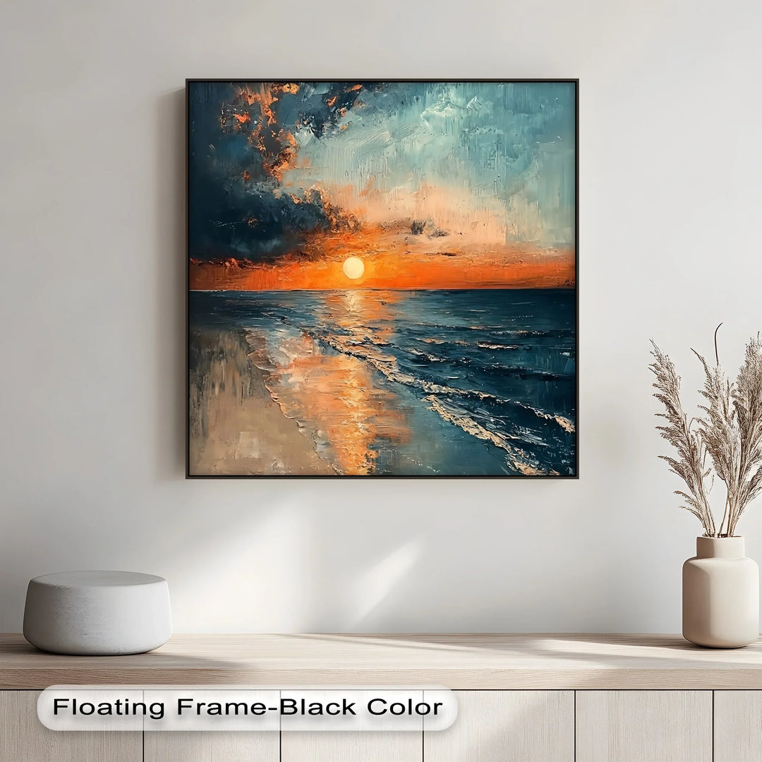 Sunset Serenity Over Ocean Shore – Tranquil Seascape Canvas Print - MyPhotoStation