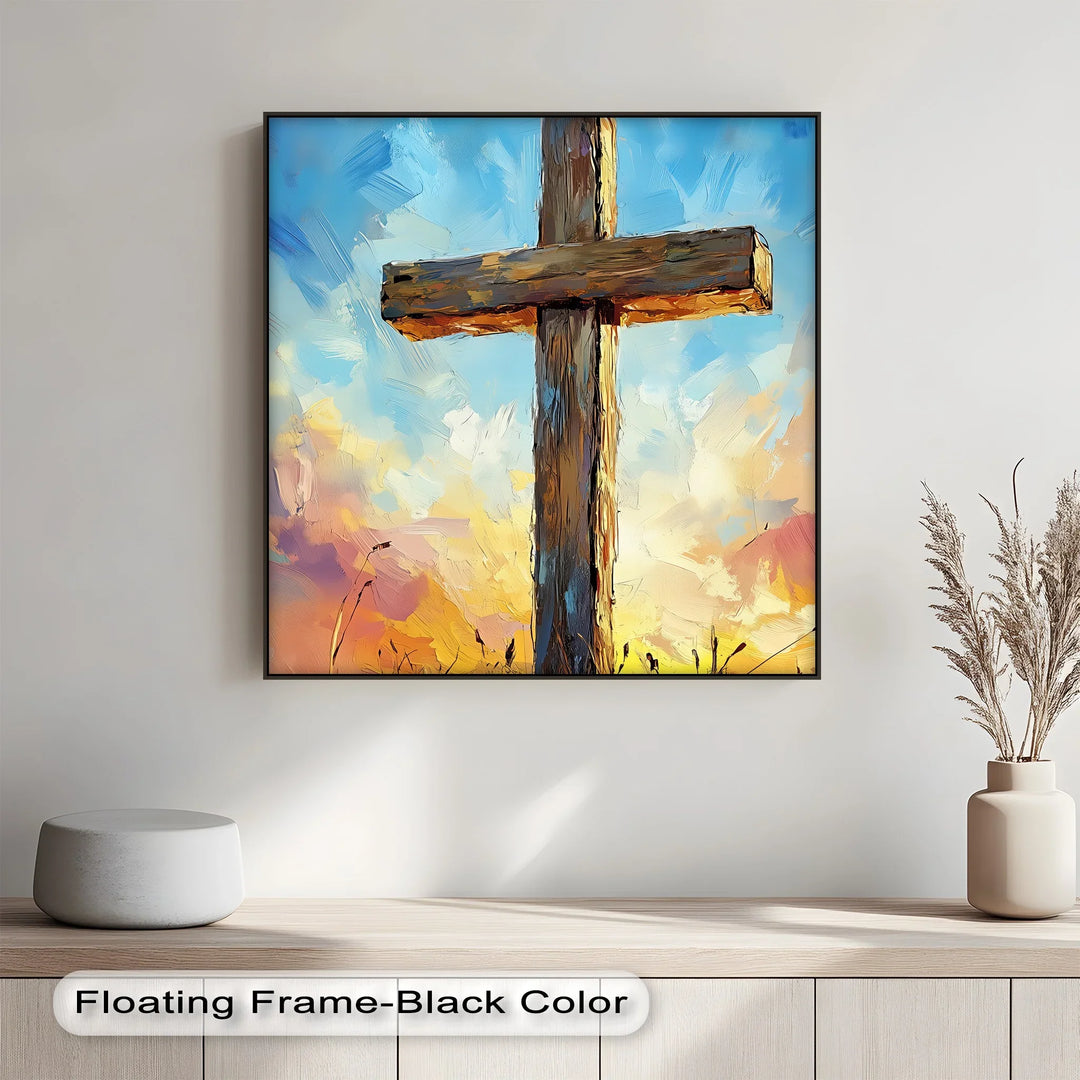 Divine Light – Wooden Cross at Sunrise Canvas Print - MyPhotoStation