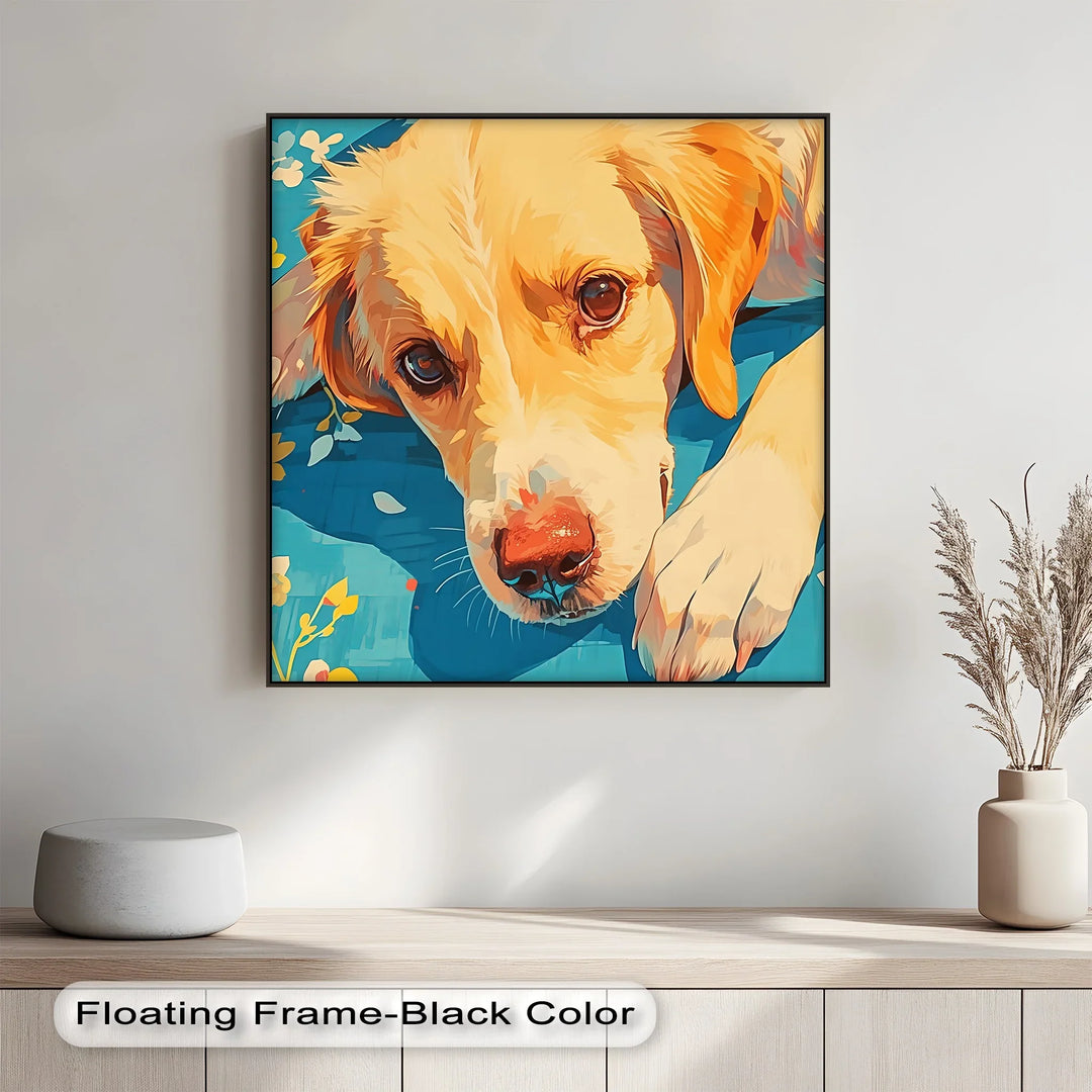 Sunlit Gaze – Playful Floral Dog Portrait Puppies Canvas Print - MyPhotoStation