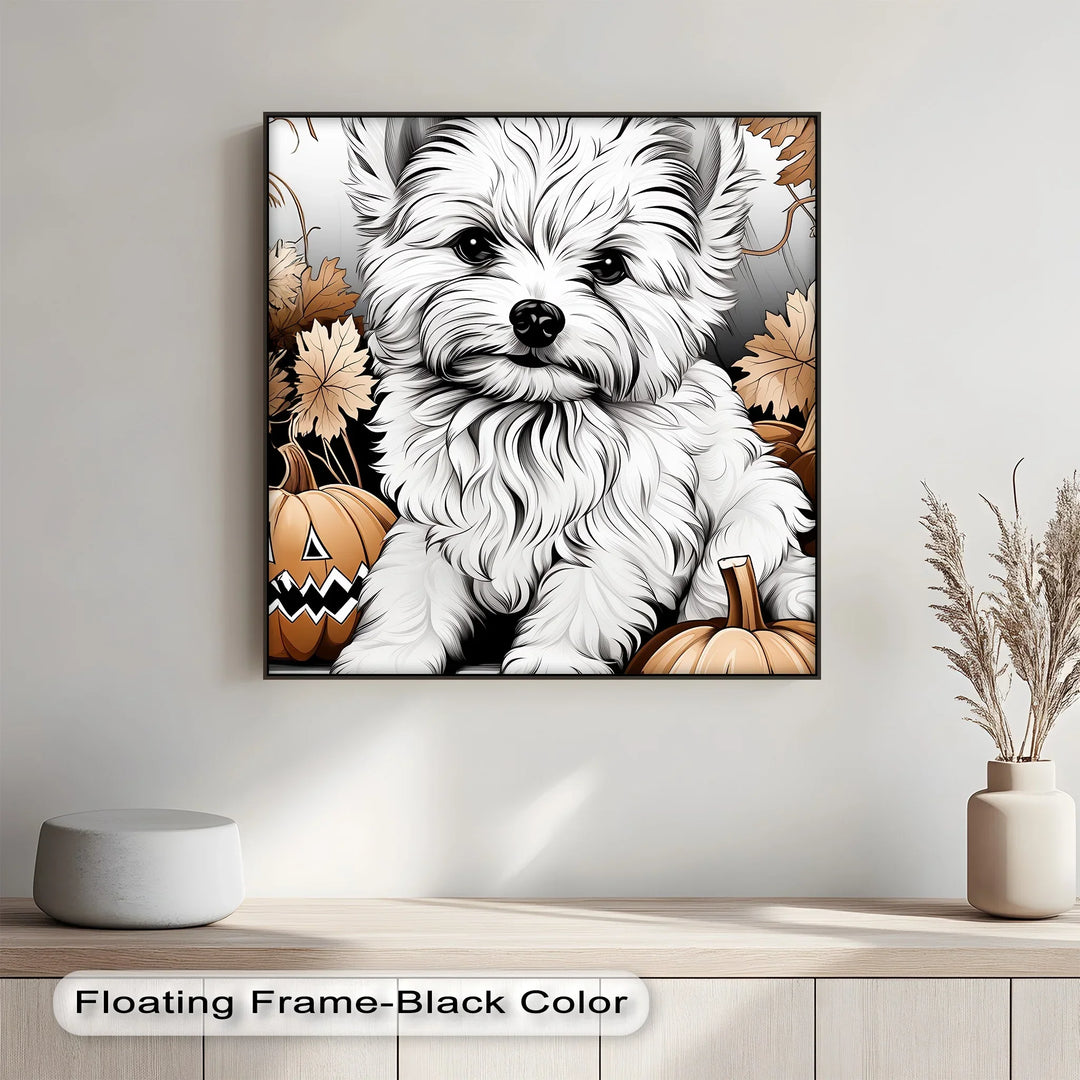 Pumpkin Pup Charm – Halloween Dog Illustration Puppies Canvas Print - MyPhotoStation