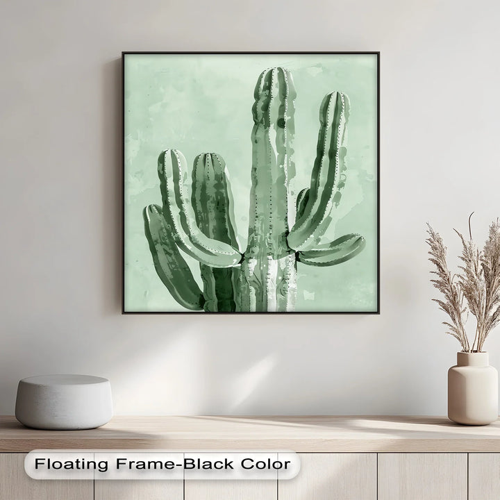Modern Cactus Silhouette – Minimalist Desert Canvas Print - MyPhotoStation