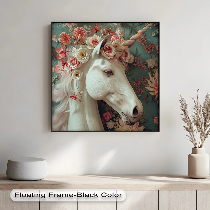 Romantic Fantasy Portrait with Roses and Butterflies - Animal Canvas Print - MyPhotoStation