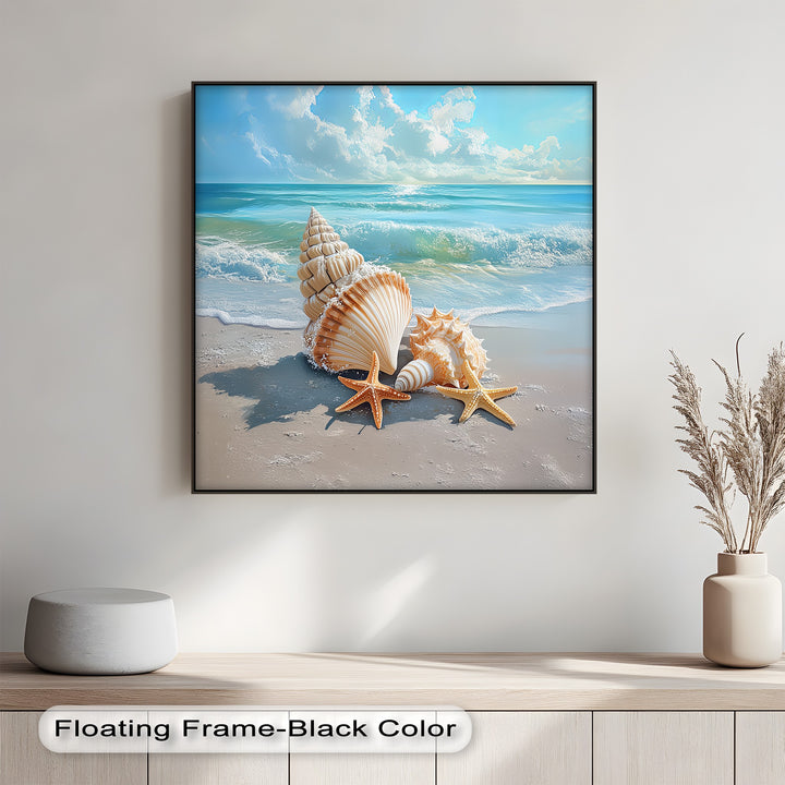 Bring coastal vibes into your space with this soft, sandy canvas painting.

