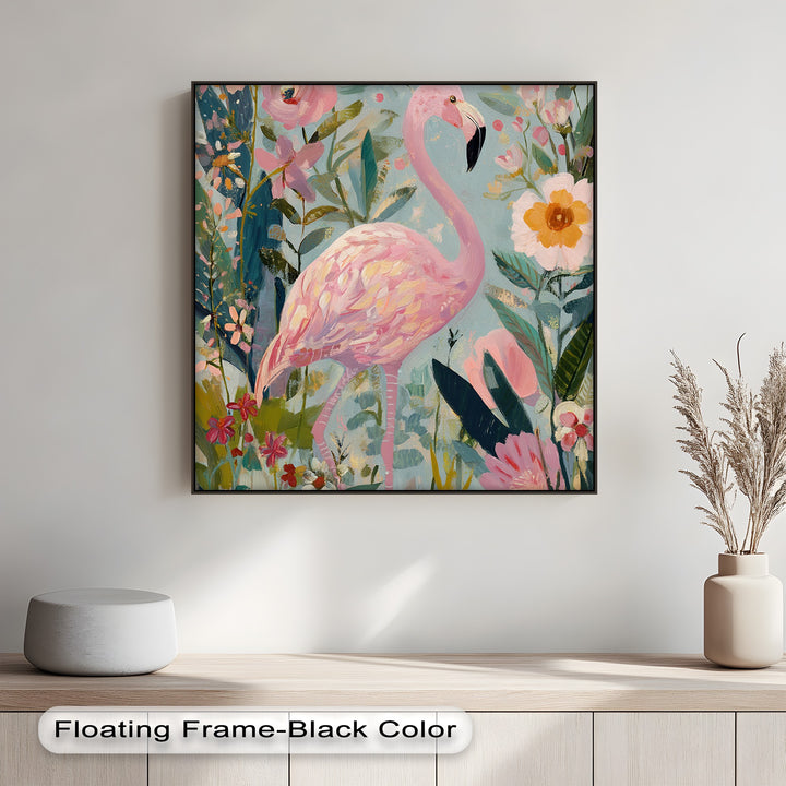 Flamingo in Bloom – Pastel Pink Flamingo Canvas Print