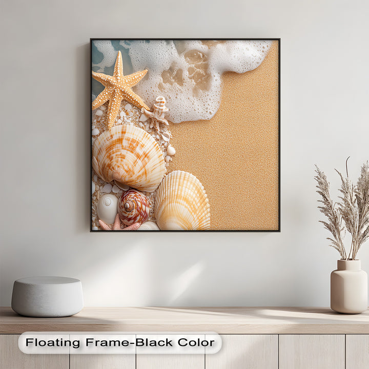 A peaceful shoreline moment, now available as a stunning framed canvas.

