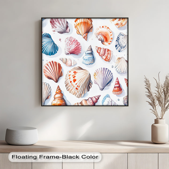 This whimsical photo canvas captures seashell beauty in a modern, artistic way.

