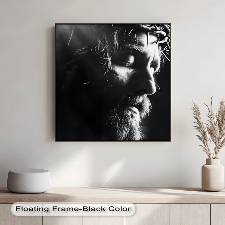 This heartfelt custom canvas print reflects the purity and pain of divine surrender.

