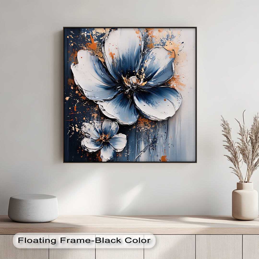 Dark Floral Splash – striking abstract flower canvas artwork.


