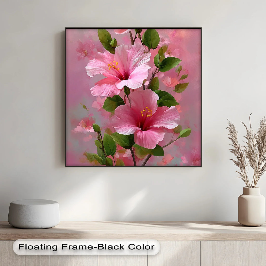 Pink Hibiscus Elegance – Romantic Tropical Floral Canvas Print - MyPhotoStation