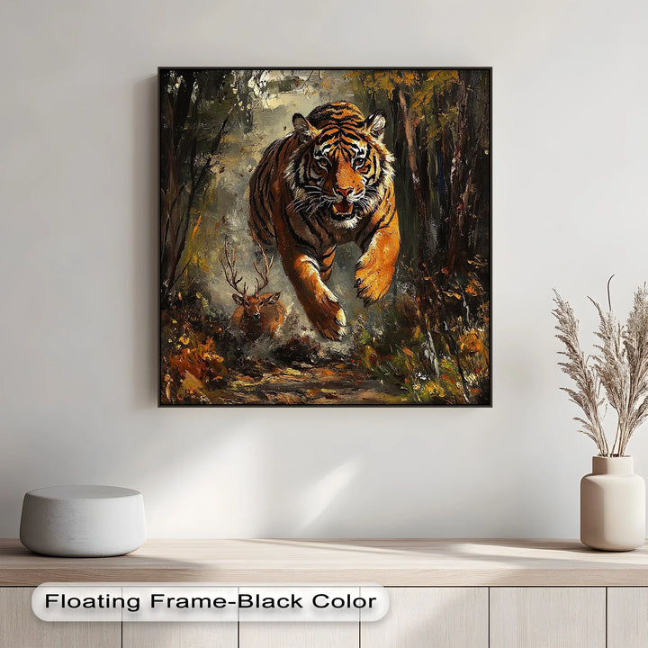Predator's Pursuit – Wild Tiger Chase Animal Canvas Print - MyPhotoStation