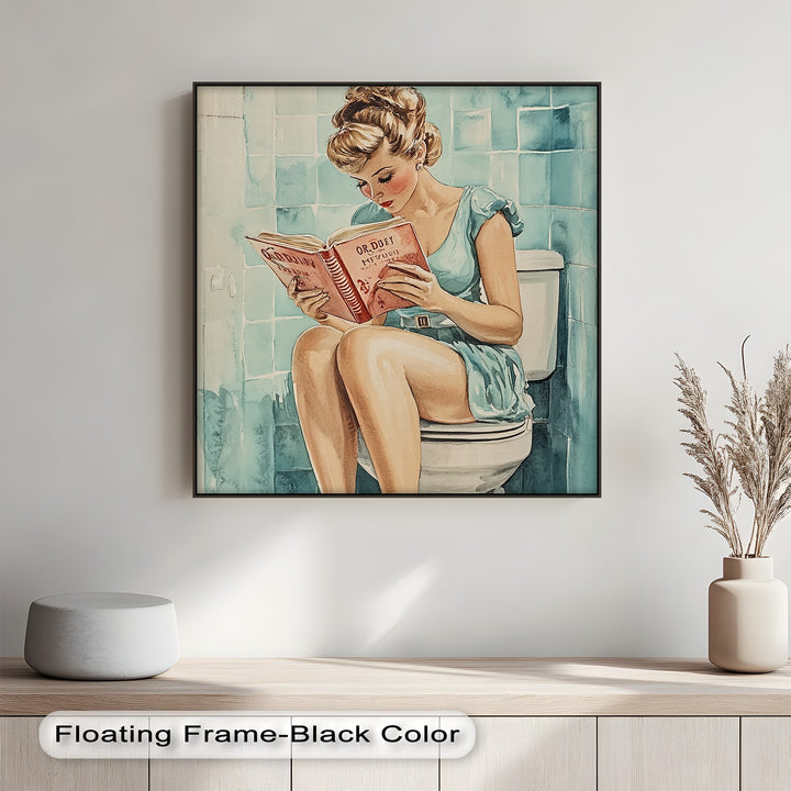 Designed for fans of mid-century flair, this pin-up style canvas wall art adds color, character, and a cheeky vibe to your restroom or hallway gallery wall.

